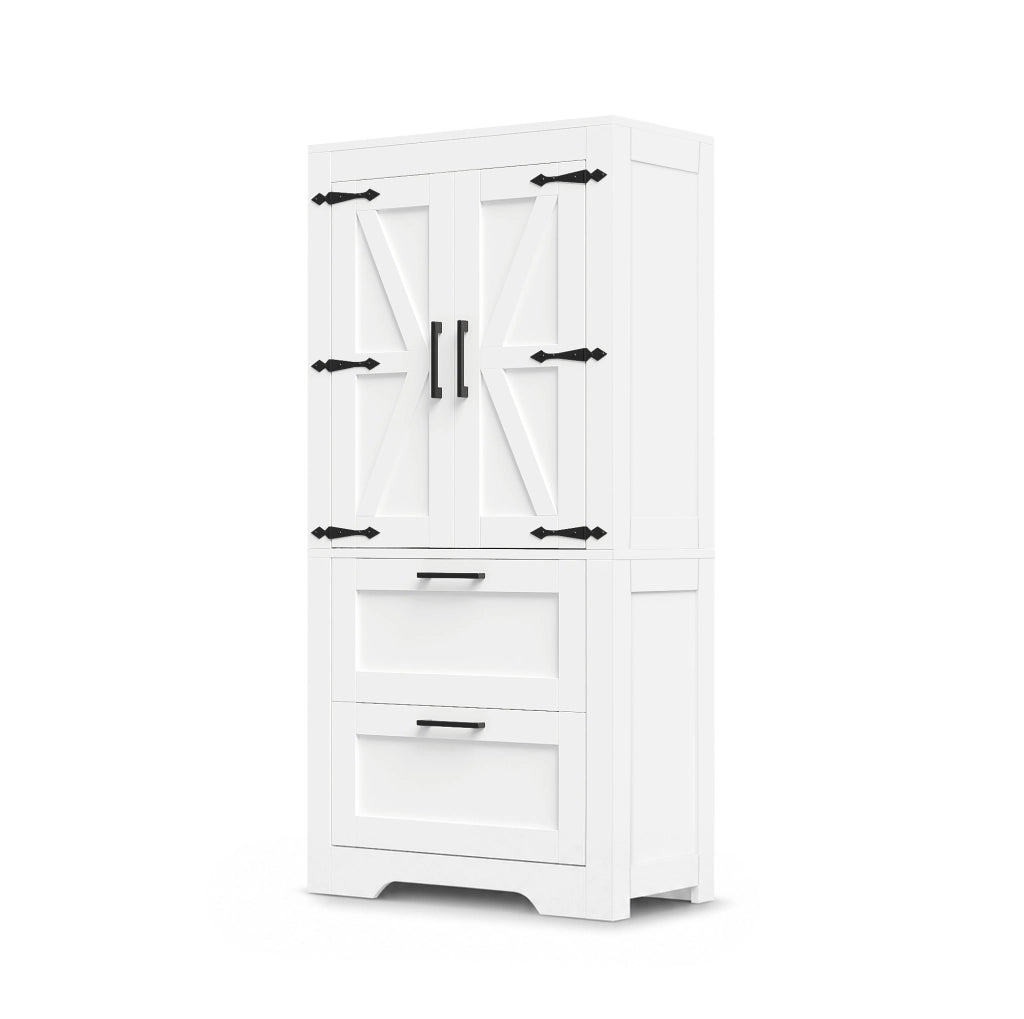 Armadio dispensa freestanding stile rustico 60x30x128 cm; bianco in MDF e PB