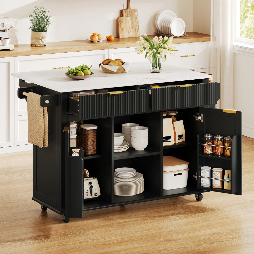 ISOLA DA CUCINA con piano ribaltabile 143x45(69) cm MDF Nero/Naturale