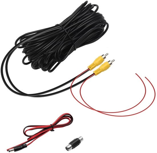 Cavo di estensione per videocamera 10 metri - Cavo RCA - Estensione cavo - Cavo per retrocamera - Connesione RCA nera - Inclusa cavo DC 1 metro