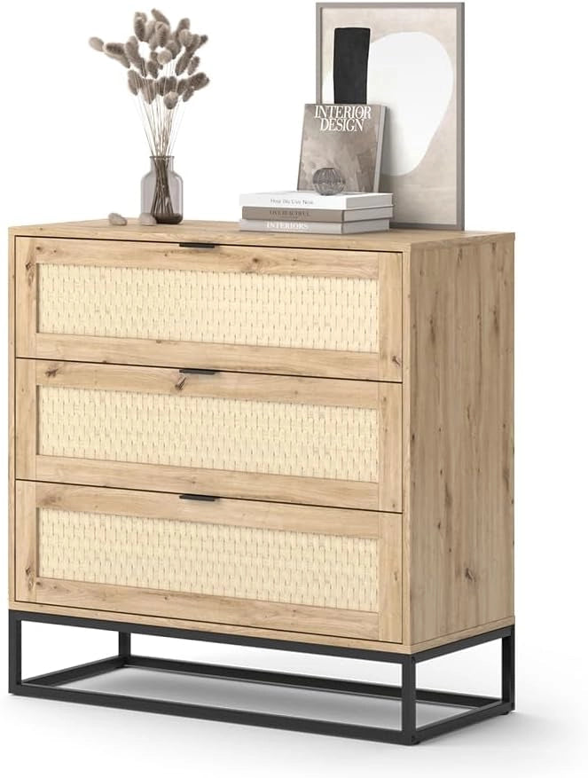 Cassettiera Natal, Marrone, 92 x 92.5 cm con 3x cassetti, adatto come superficie d'appoggio per accessori da soggiorno