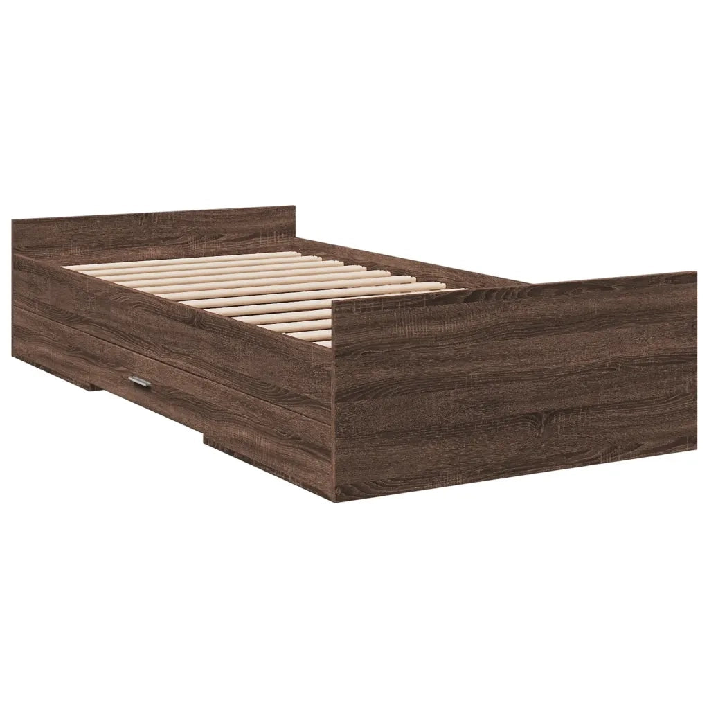 Giroletto Cassetti-Struttura Letto con contenitore Rovere Marrone 75x190 cm Legno Multistrato 243388