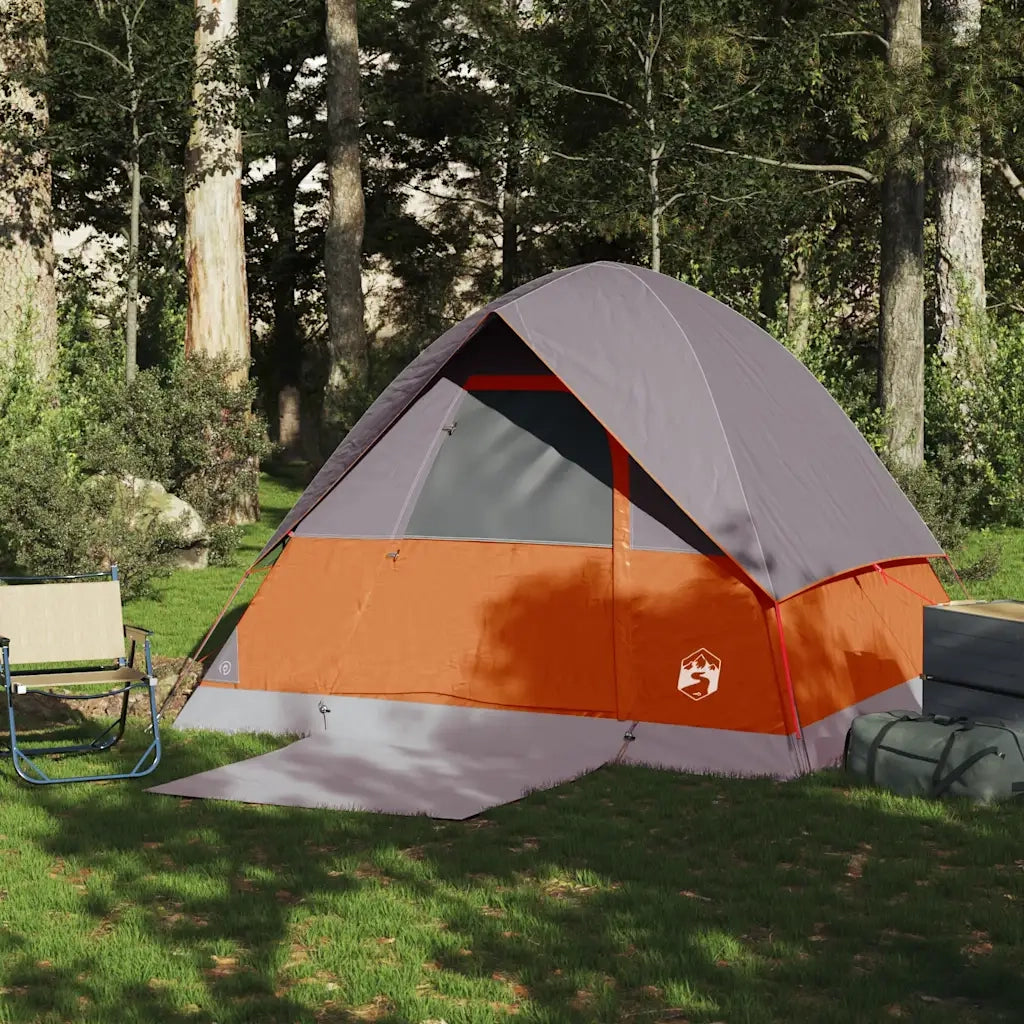 Tenda da Campeggio a Cupola 4 Persone Grigio e Arancione Impermeabile 94701