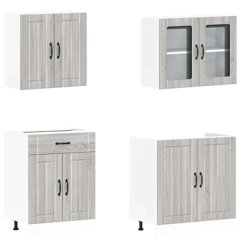 Set Mobili da Cucina 4 pz Kalmar Grigio Sonoma in Truciolato