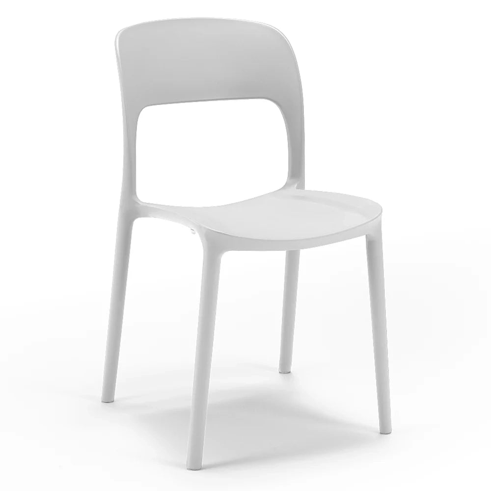 Set 2 sedie in polipropilene KATE, impilabile, resistente ai raggi UV, design moderno, ideale per sala da pranzo, cucina, sala d’attesa, bar, ristoranti o da esterno, colore Bianco