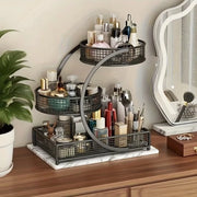 Scatola di conservazione per trucco a 3 livelli in metallo moderno, resistente, adatto per la scrivania del trucco e la cabina doccia