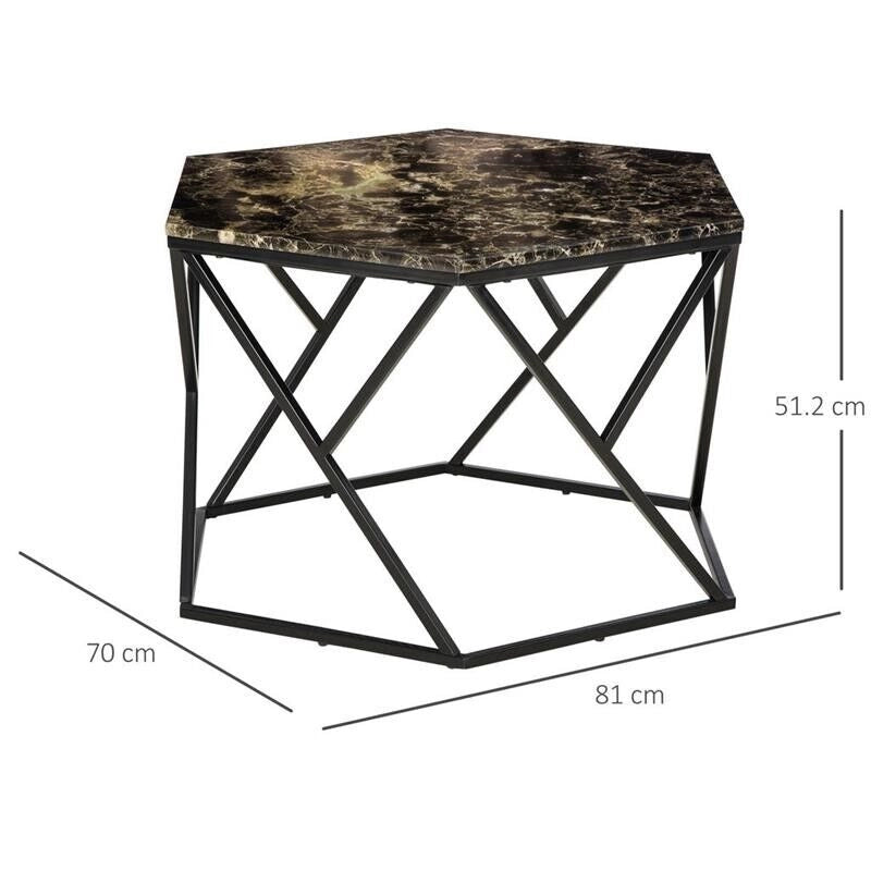 TAVOLINO MODERNO CON PIANO EFFETTO MARMO 81X70X51CM