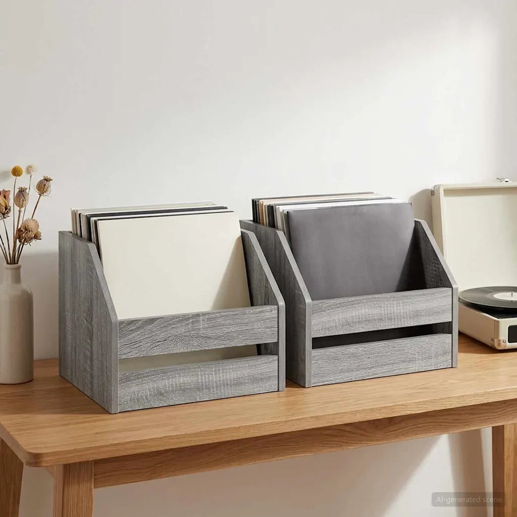 Scatola per album in vinile 2 pz Sonoma grigio 38 x 30 x 29 cm 8012821