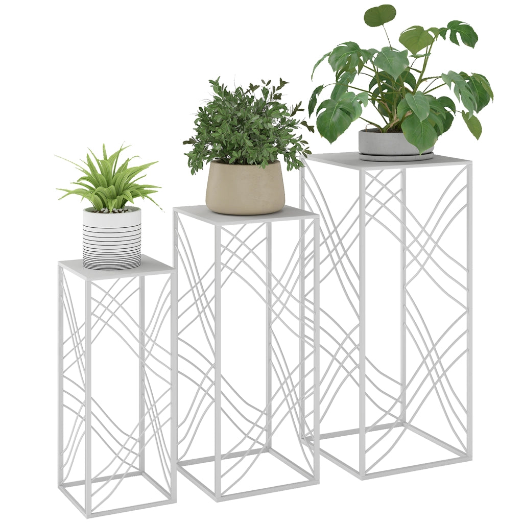 Set 3 Pezzi Pianta Metallico Staccabile ¨C zephmum ¨C Bianco 50x60x70 cm