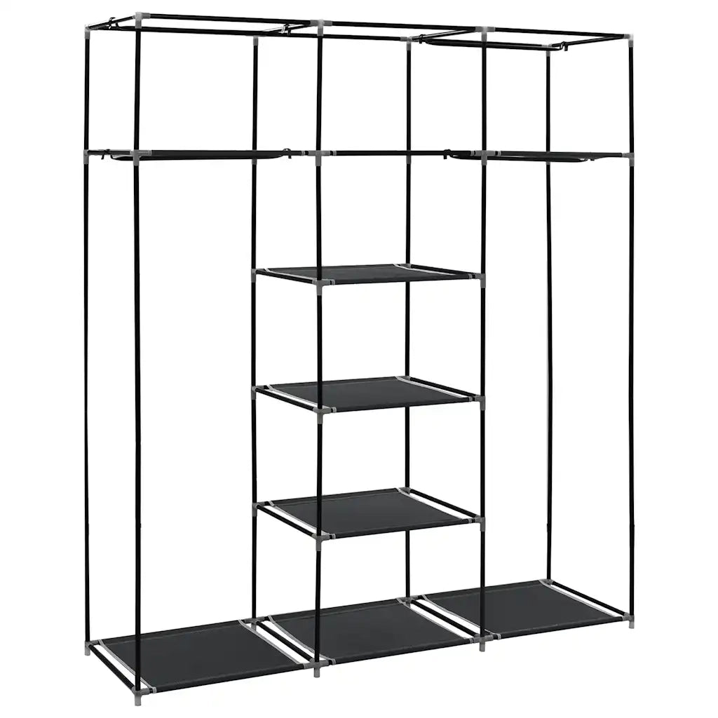 Armadio con Scomparti e Aste Nero 150x45x175 cm in Tessuto cod mxl 71356