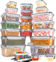 Contenitori di Stoccaggio Plastici per Cibo - Contenitore Aria Tappata Reutilizzabile per la Cucina - Scatole per Microonde e Congelatore - 24 Contenitori + 24 Coperchi
