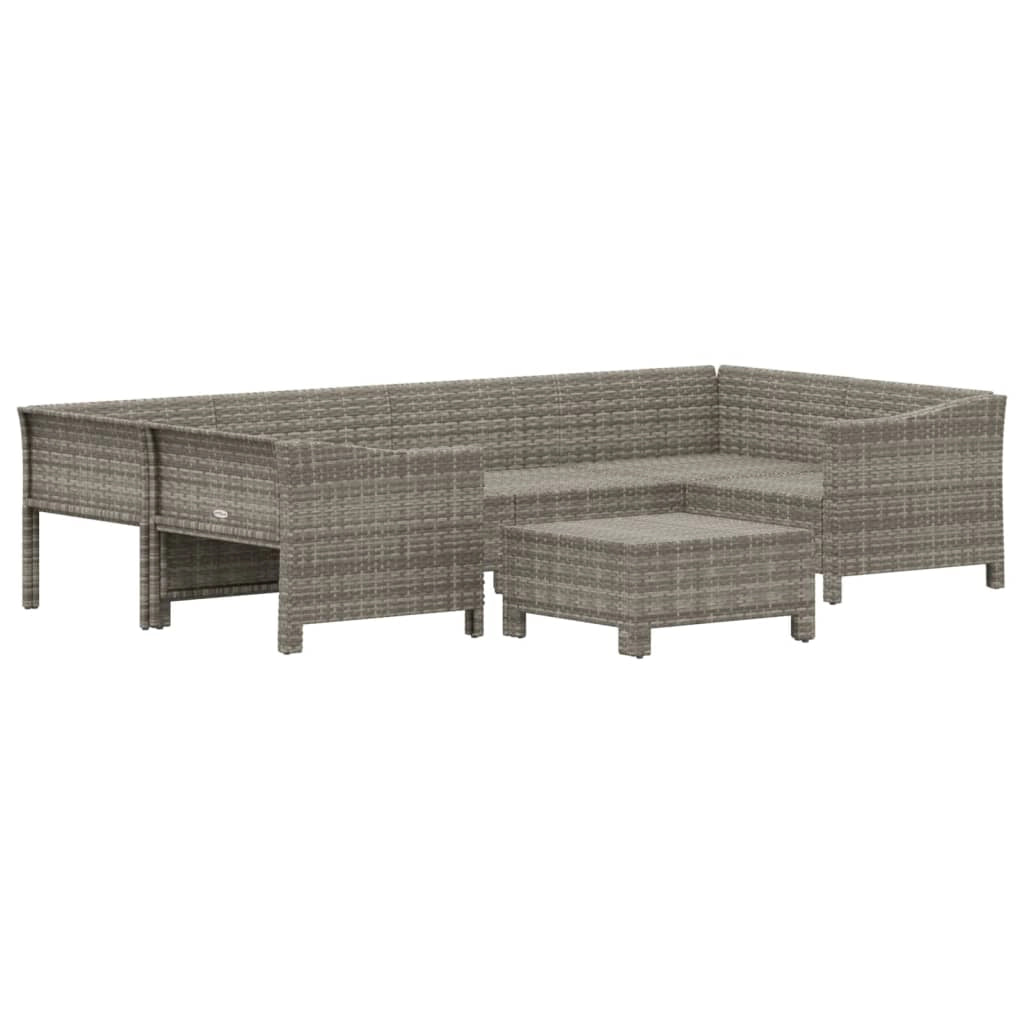 Set di mobili da giardino mobili da esterno 7 pezzi con cuscini resina intrecciata grigia 02_0017209