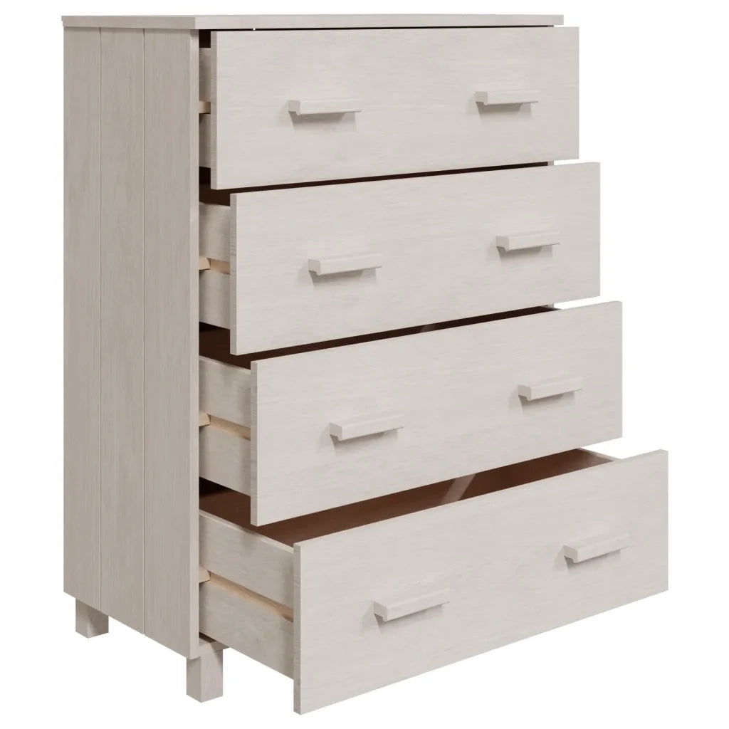 Credenza HAMAR Bianca 79x40x103,5 cm in Legno Massello di Pino