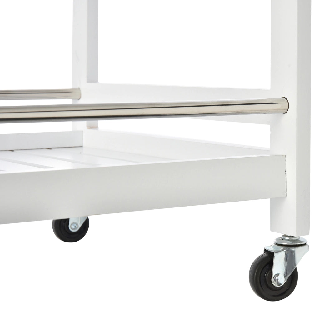 Carrello da Cucina Portavivande in Legno con 3 Ripiani ¨C Minimal ¨C 45x38x78cm, Bianco