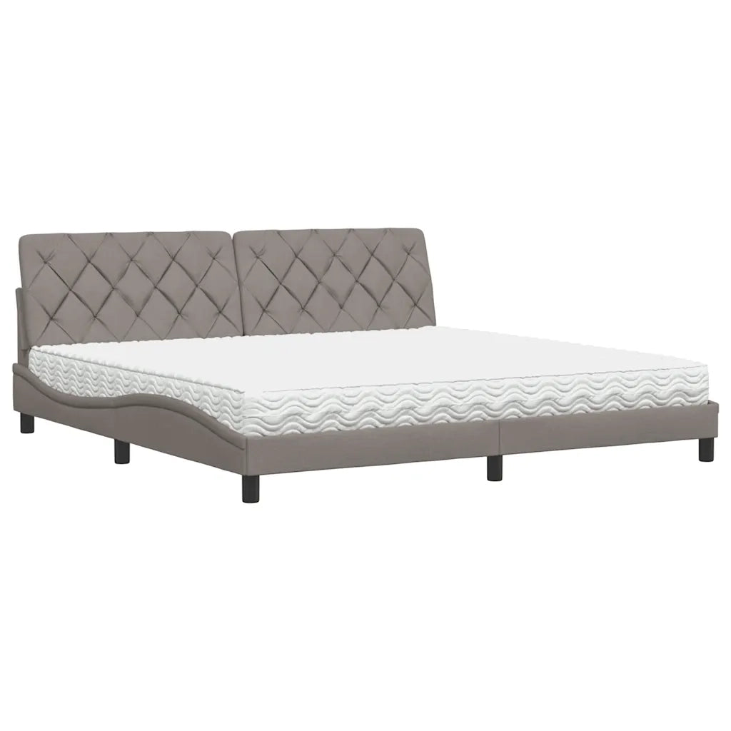 Letto con Materasso Tortora 200x200 cm in Tessuto 3310766