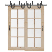 Kit di Binari per Porte Scorrevoli 200 cm Acciaio Nero 3295734