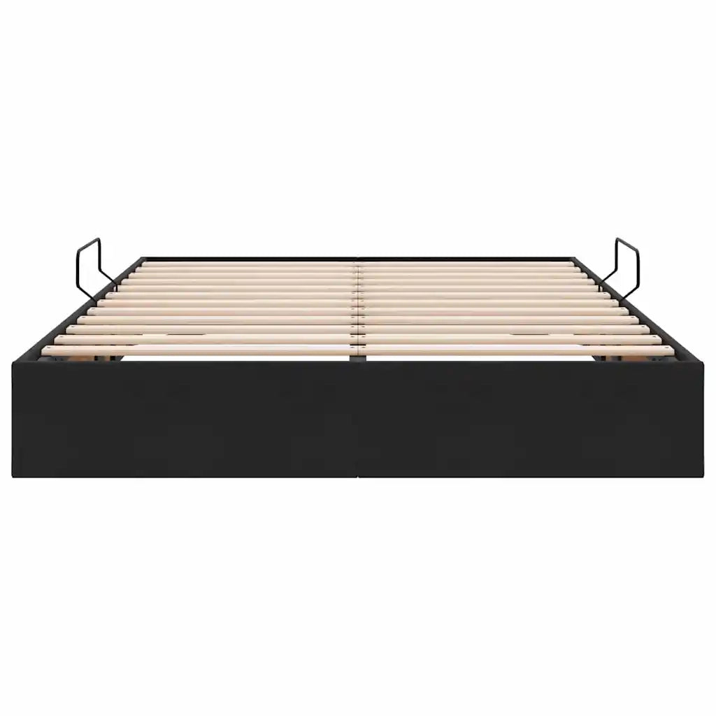 Letto con Contenitore con testiera Nero 135 x 190 cm Velluto