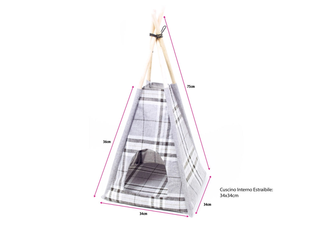 Cuccia Con Cuscino Per Animali Domestici Modello Tenda Componibile