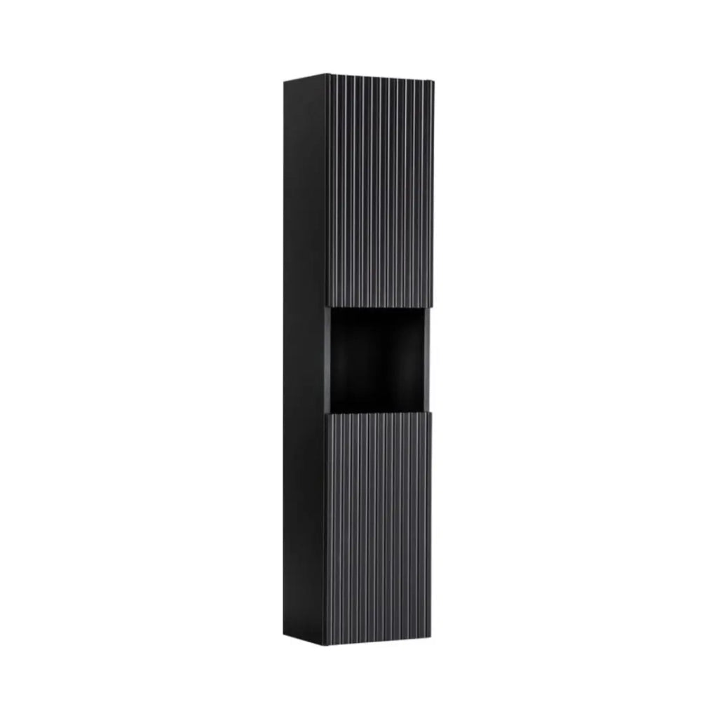Set VANO 110cm: mobile sottolavabo con cassetti + piano per lavabo + lavabo da appoggio scanalato bianco + colonna