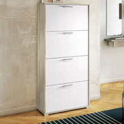 Mobile Portascarpe Adeindein, Scarpiera 24 Paia Made in Italy, 67x28x147h cm Bianco