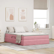 Letto con contenitore e materasso Rosa 140 x 190 cm Velluto 3370304