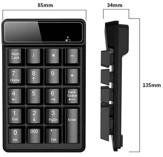 Tastiera numerica Bluetooth USB Mini 19-tasti Tastiera numerica wireless Tastiera wireless