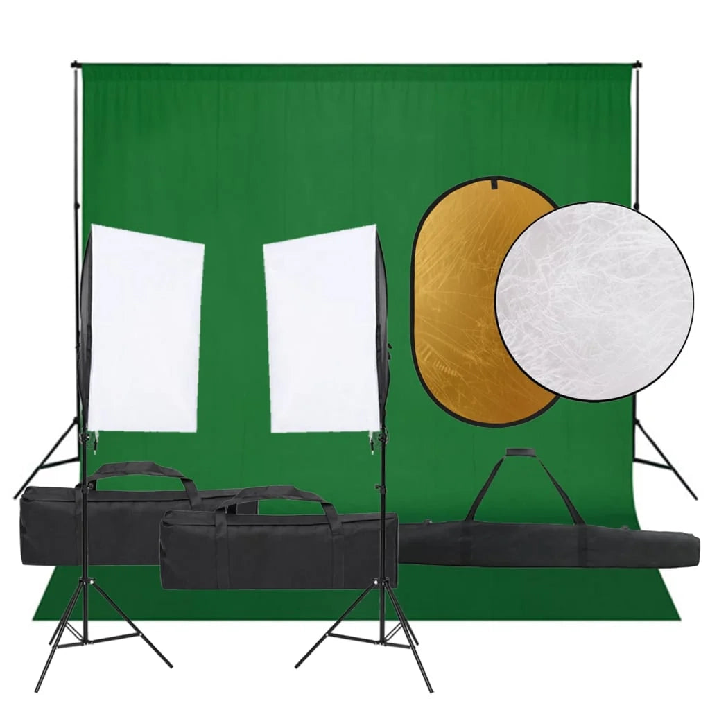 Kit per studio fotografico con illuminazione fondale e riflettore nero 02_0042444