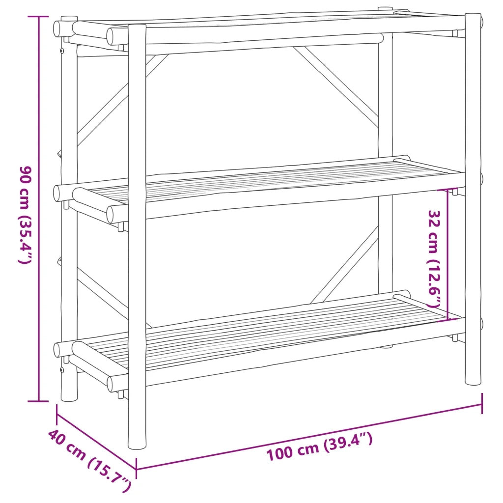 Scaffale 3 Ripiani 100x40x90 cm in Bamb¨´ CFW6960062