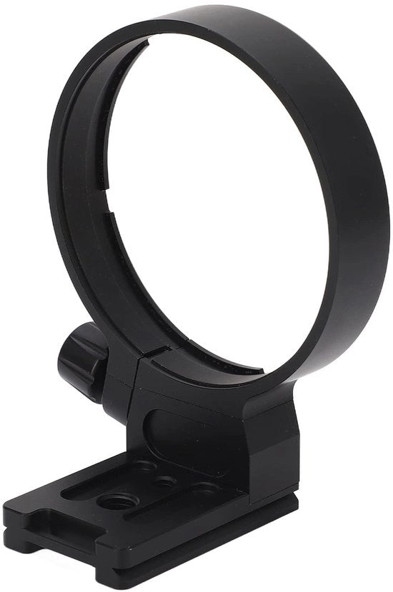Anello di fissaggio per treppiede 180 gradi con chiusura rapida - Lega di alluminio - Diametro interno 80 mm - Adatto per lenti da 100 a 400 mm - Boccole di vite G1/4/G3/8 - Peso 191 g - Cerniera per treppiede