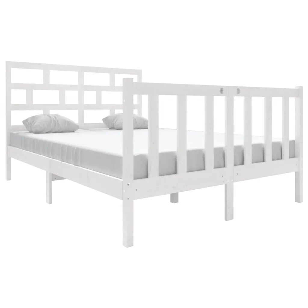 Giroletto-Struttura Letto Bianco in Legno Massello di Pino 140x190 cm 862246