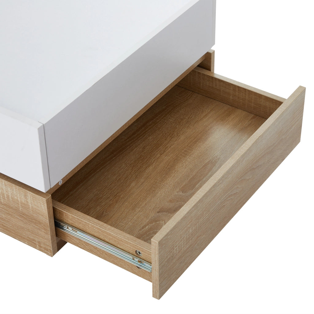 Tavolino da caffè con 2 cassetti e piano girevole 360° per soggiorno 60×60×38 cm