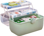 Cassa di Medicinali Chiusura automatica - Borsa Multifunzionale di Farmacia per Casa con Maniglia Portatile (Verde)