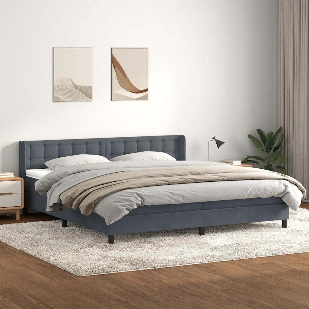 vidaXL Giroletto a Molle con Materasso Grigio Scuro 180x210 cm Velluto