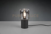 NICO LAMPADA DA TAVOLO VETRO FUME' BASE NERO SATINATO H. 24CM 1 LUCE ATTACCO E27