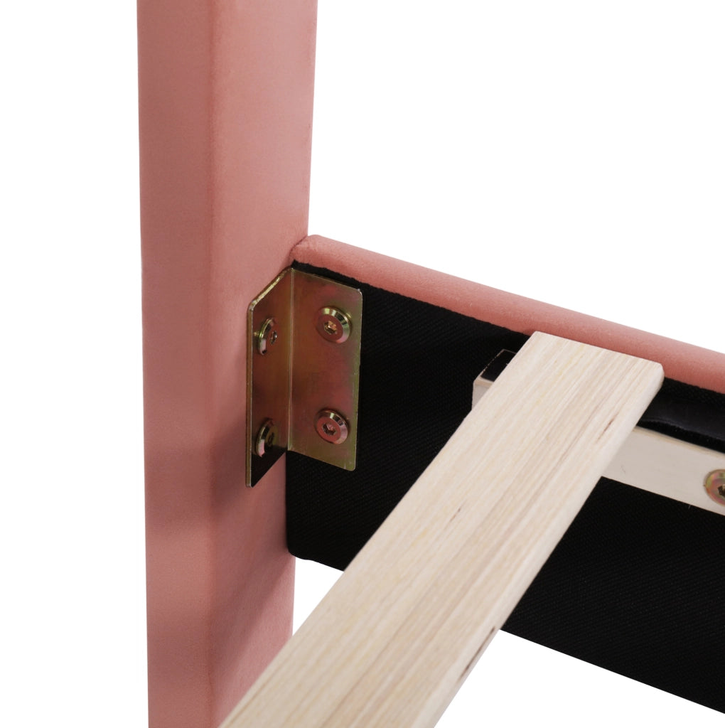 Letto imbottito 90x200 cm in velluto rosa con testiera regolabile e rete a doghe