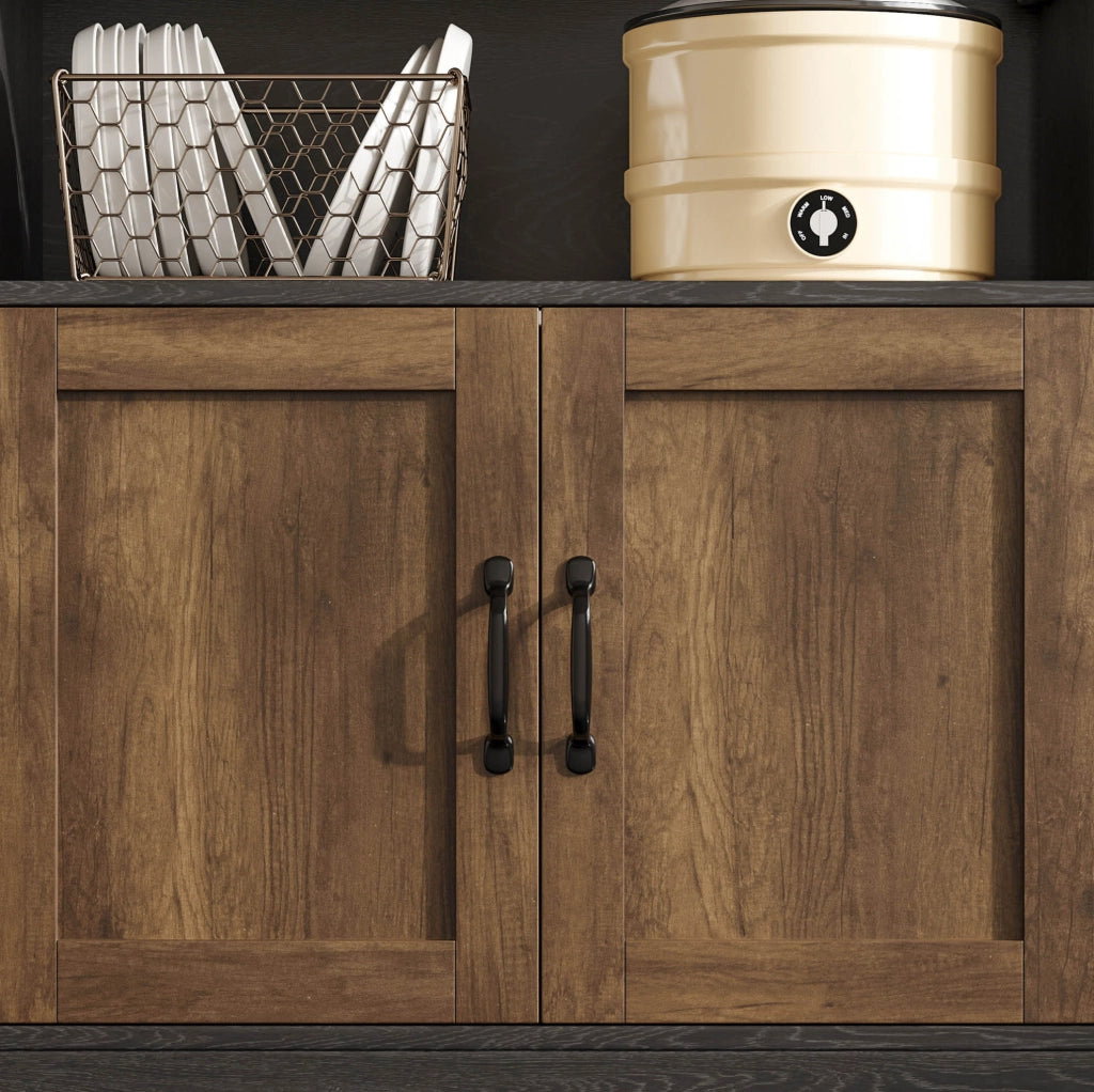 ARMADIO da cucina con LED RGB e prese 110x40x180 cm MDF Naturale/Nero