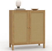 Credenza vintage a 2 ante HANAE, 70 cm, effetto canna naturale