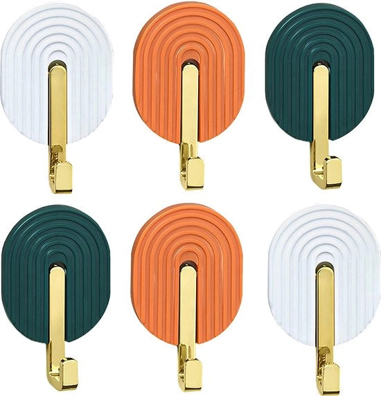 Hanger per asciugamano colorato, 6 pezzi, non richiede foratura, hanger per asciugamano adesivo, hanger per asciugamano impermeabile per bagno, toilette, cucina, ufficio.