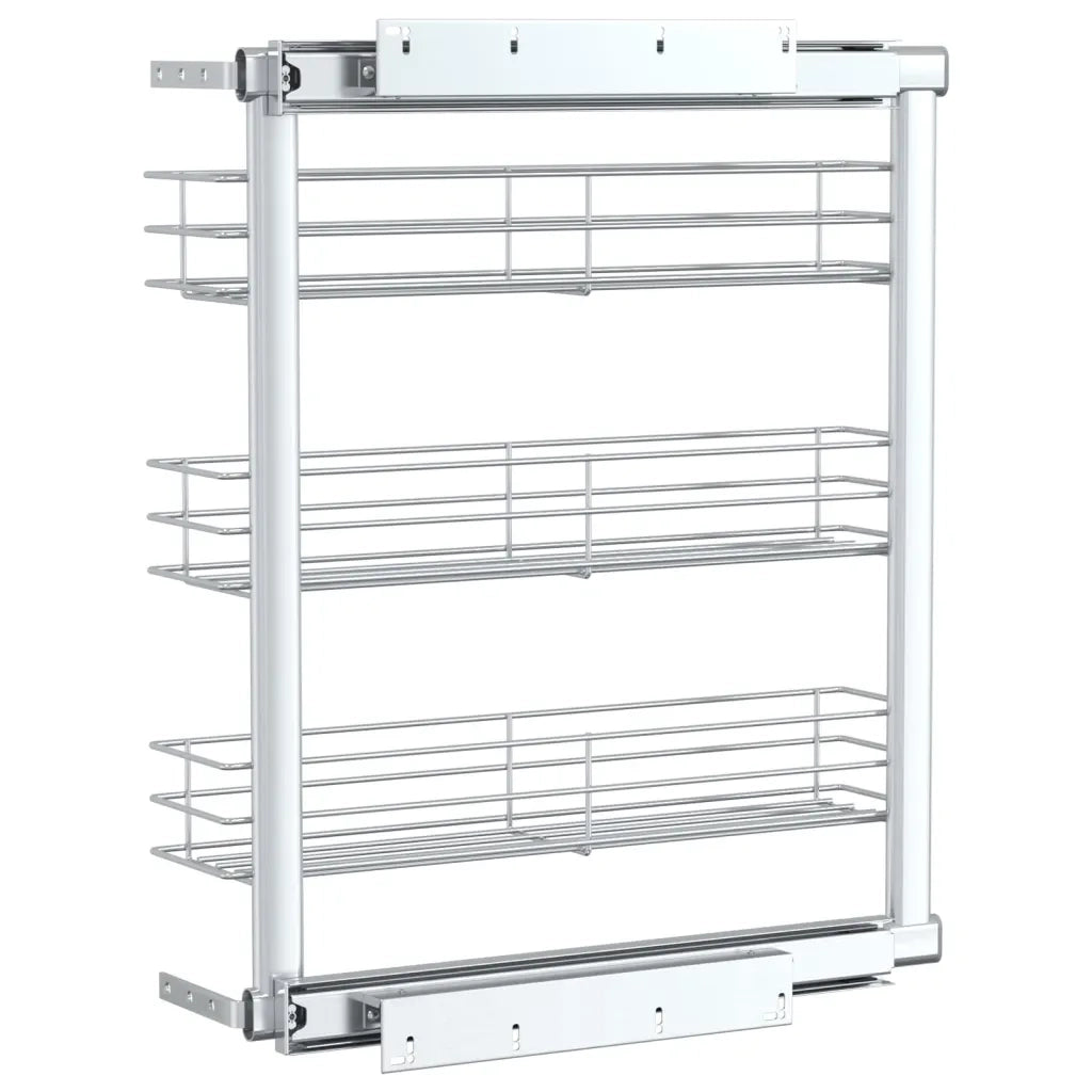 Cestino da Cucina in Rete a 3 Livelli Argento 47x15,5x55,5 cm 50968