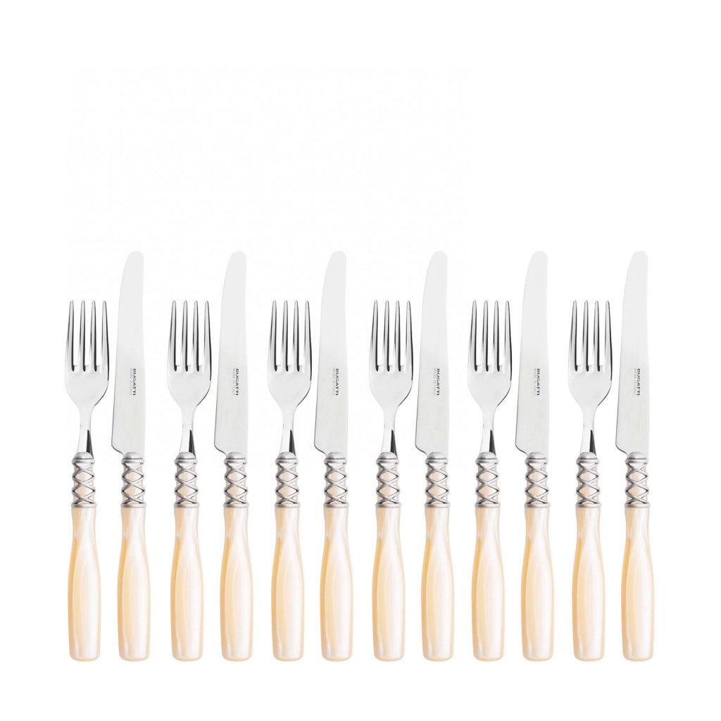 ARIANNA Ghiera Argento Anticato, Posate Set 12 Pz Frutta, Scatola