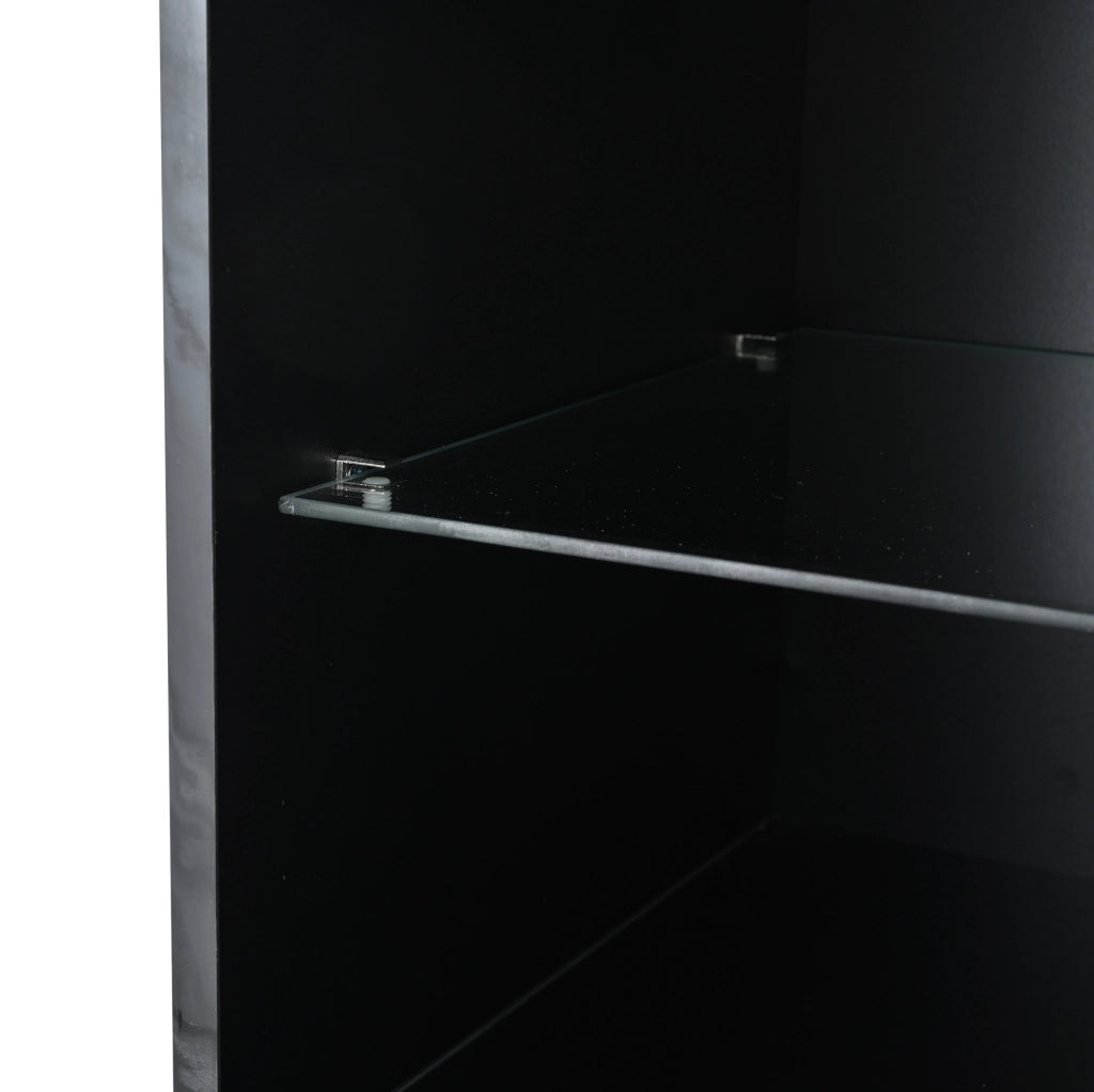 Vetrina 55x38x170 cm con LED e ripiani regolabili in truciolare nera