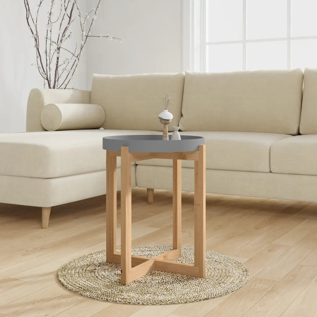 Tavolino Grigio 41x41x48,5cm Legno Multistrato e Massello Pino 345596