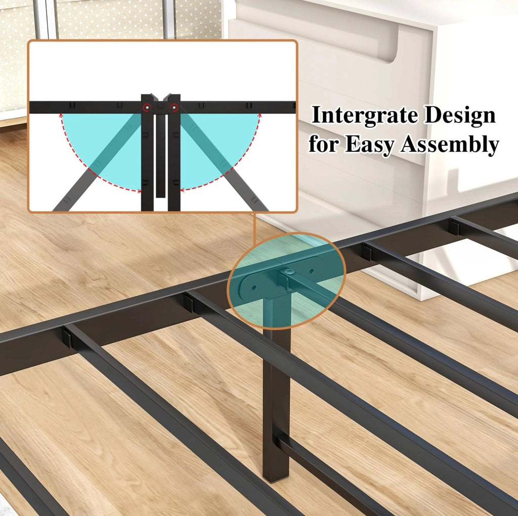 Letto singolo ULEVR 90x200 cm in metallo e MDF con rete a doghe, testiera e pediera marroni