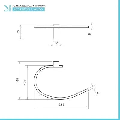 Set accessori a muro 6 pezzi in acciaio cromato e viti incluse  Unica