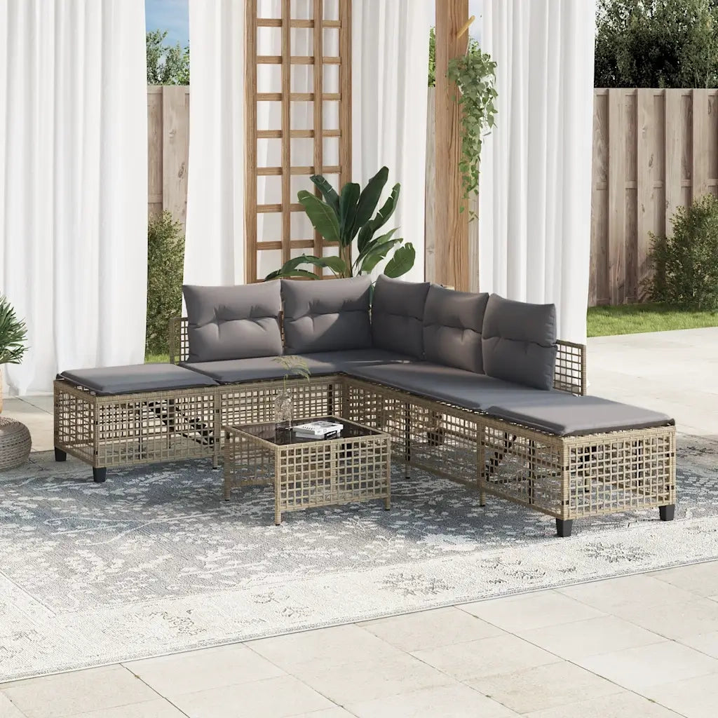 Set Divano ad Angolo 3 pz con Cuscini Beige Misto Polyrattan 365448