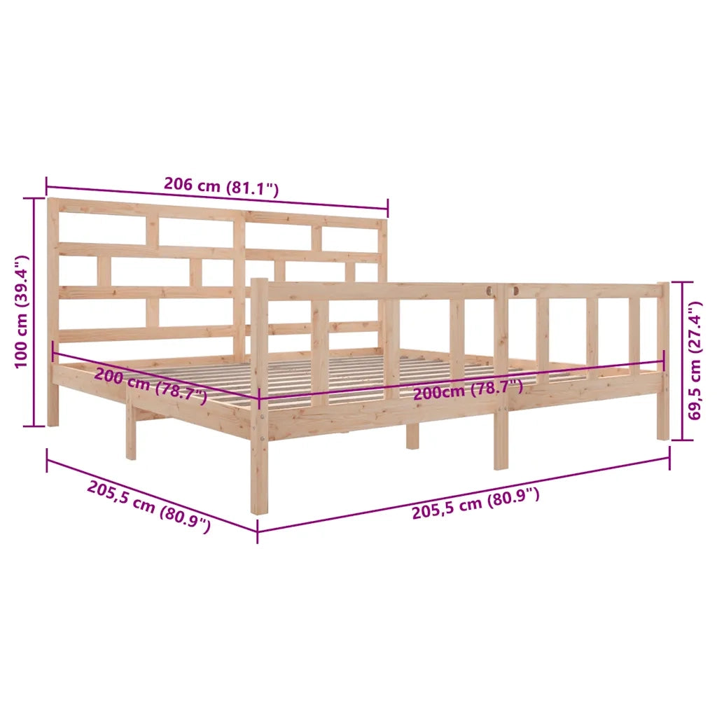 Giroletto-Struttura Letto in Legno Massello di Pino 200x200 cm 804423