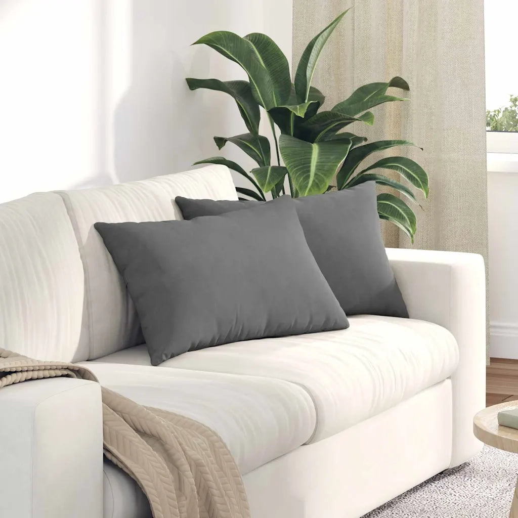 Cuscini da Divano 2 pcs Grigio scuro 60 x 40 cm Tessuto