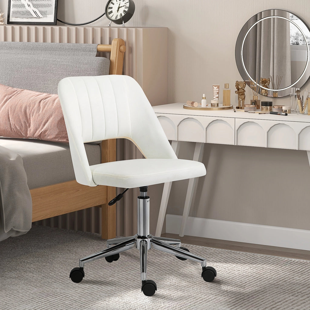 Sedia da ufficio girevole regolabile in altezza ergonomica con seduta imbottita e rotazione 360 gradi in poliestere beige