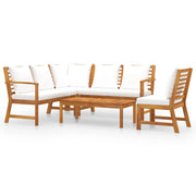 Set di mobili da giardino mobili da esterno 5 pezzi con cuscini color crema legno massello di acacia 02_0016294