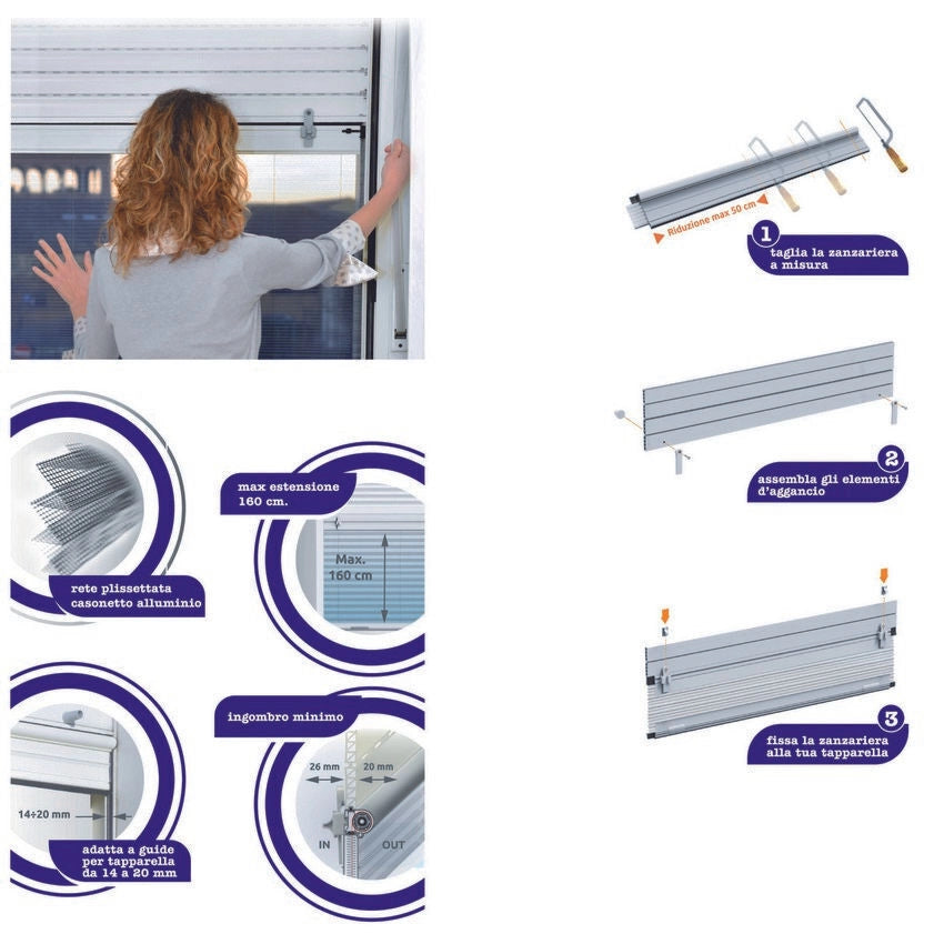 Zanzariera Stop Inset Bianco P-Tapparelle 100X160