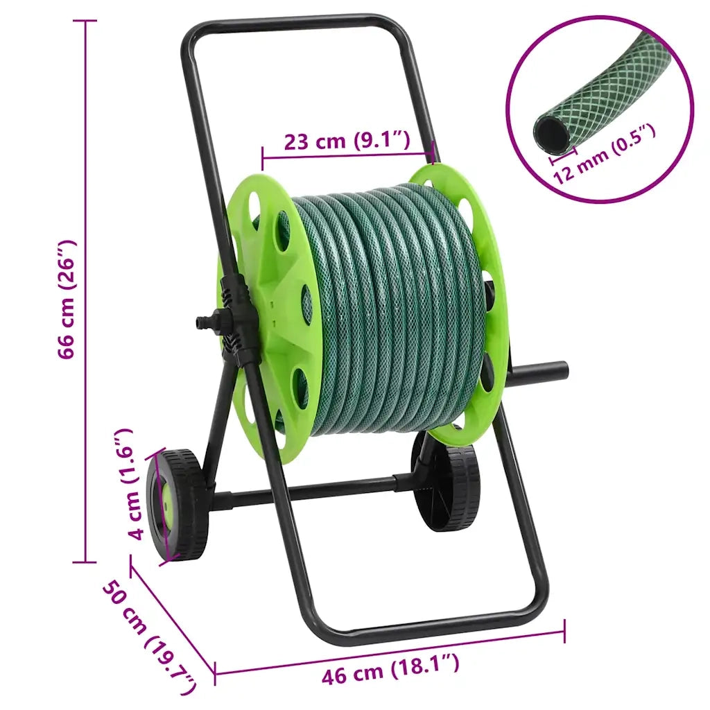 Carrello Avvolgitubo Verde con Set Raccordi Tubo 0,5" 30 m PVC 3281523